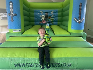 Minecraft Bouncy Castle at a party in Shrewsbury